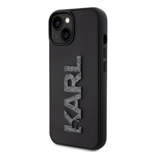 Luksusowe etui Karl Lagerfeld do iPhone 15 3D Logo Glitter – czarne