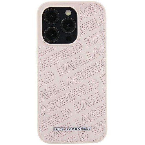 Ekskluzywne etui Karl Lagerfeld do iPhone 15 Plus Quilted Pattern – różowe