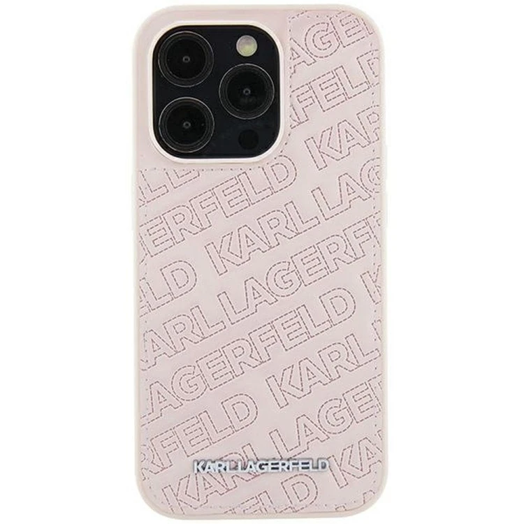 Ekskluzywne etui Karl Lagerfeld do iPhone 15 Plus Quilted Pattern – różowe