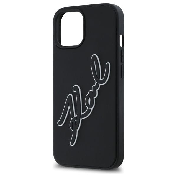 Oryginalne etui Karl Lagerfeld do iPhone 15 3D Rubber Signature – czarne