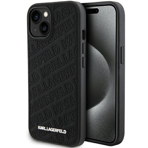 Ekskluzywne etui Karl Lagerfeld do iPhone 15 Quilted Pattern – czarne