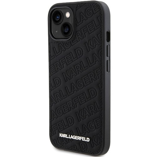 Ekskluzywne etui Karl Lagerfeld do iPhone 15 Quilted Pattern – czarne
