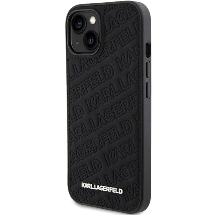 Ekskluzywne etui Karl Lagerfeld do iPhone 15 Quilted Pattern – czarne
