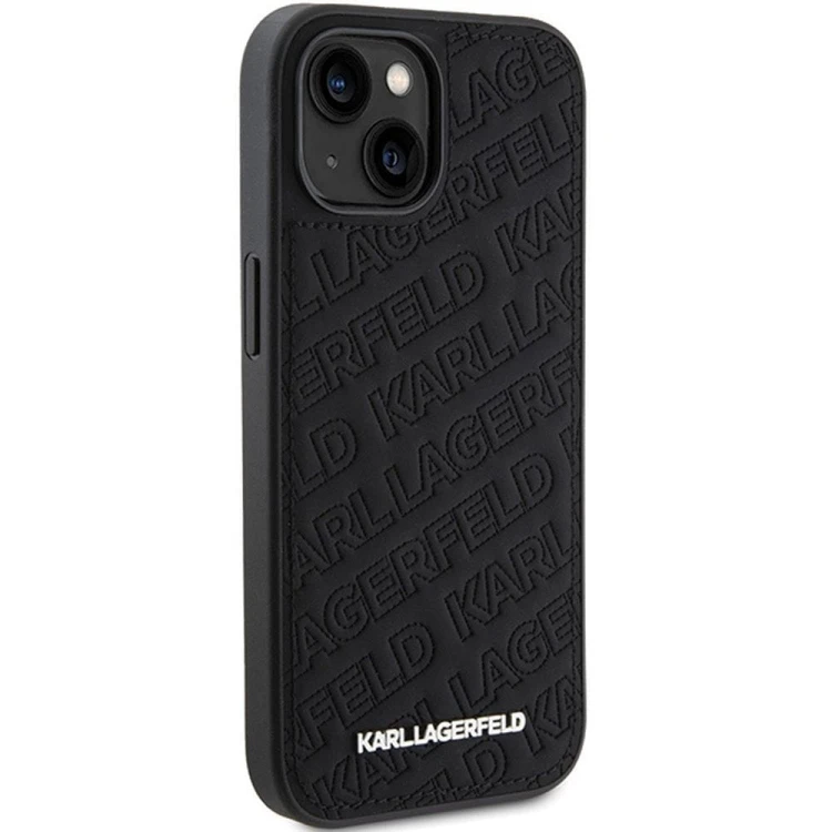 Ekskluzywne etui Karl Lagerfeld do iPhone 15 Quilted Pattern – czarne