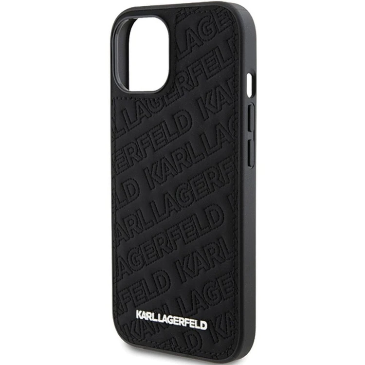 Ekskluzywne etui Karl Lagerfeld do iPhone 15 Quilted Pattern – czarne