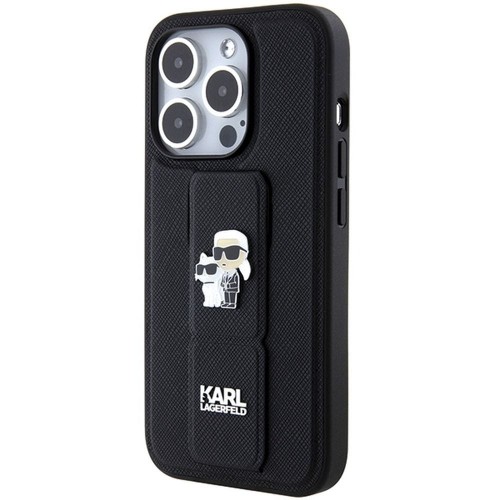 Ekskluzywne etui Karl Lagerfeld do iPhone 14 Pro Gripstand Saffiano KC PIN – czarne