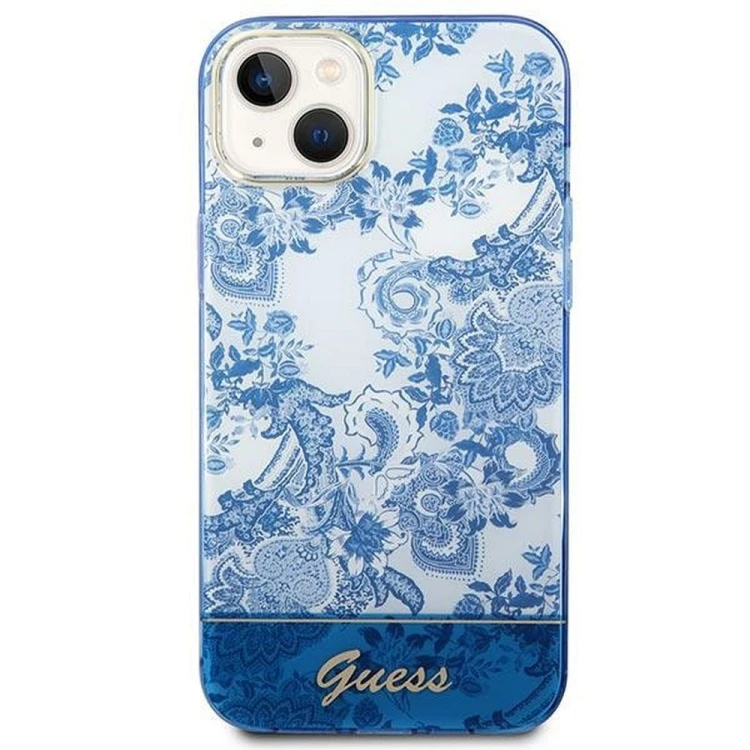 Guess etui iPhone 14 Plus niebieskie IML Electro Cam – oryginalne futerał GUHCP14MHGPLHB
