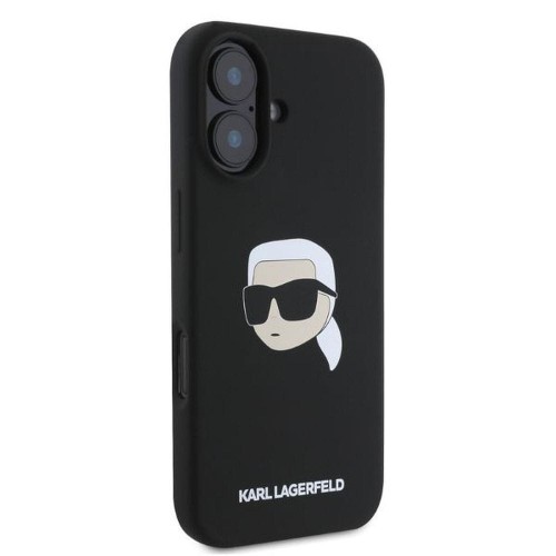 Ekskluzywne etui Karl Lagerfeld do iPhone 16 MagSafe Silicone Karl & Choupette Head – czarne