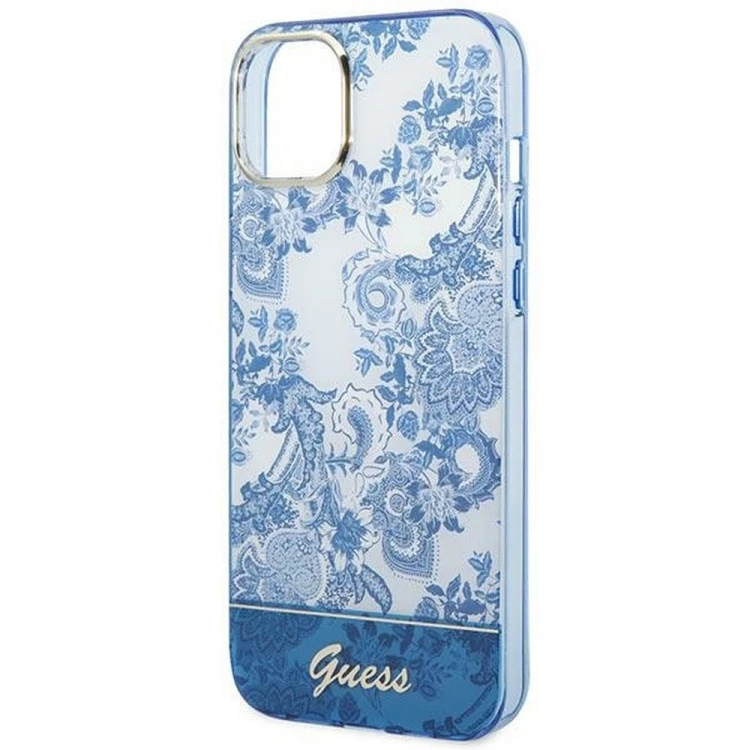 Guess etui iPhone 14 Plus niebieskie IML Electro Cam – oryginalne futerał GUHCP14MHGPLHB