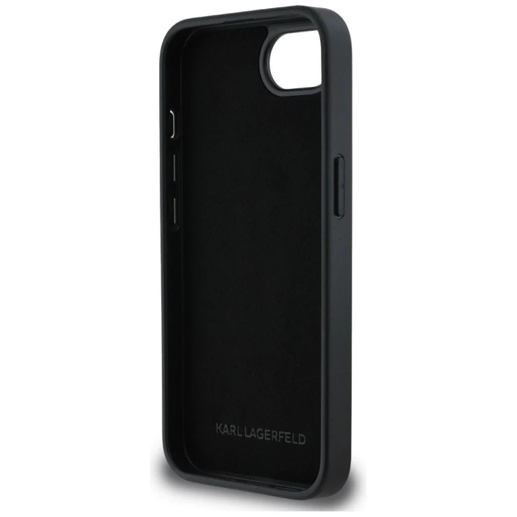 Luksusowe etui Karl Lagerfeld do iPhone 16e (SE 4 2025) Fixed Glitter Karl&Choupette Metal Pin – srebrne