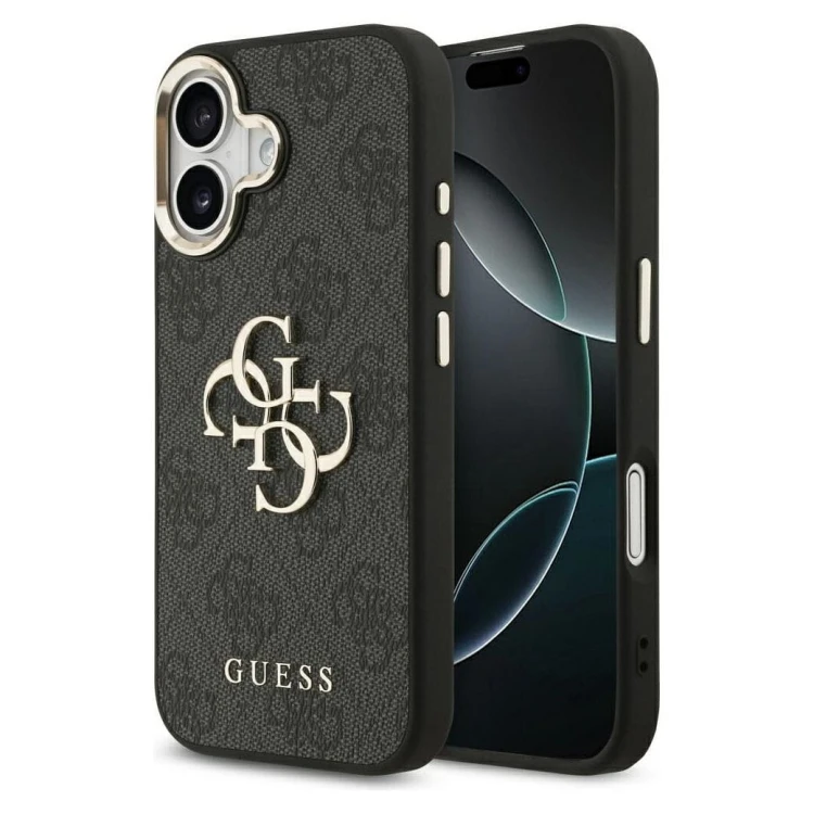 Etui Guess iPhone 17 Big 4G Classic Złoto-Czarne - Futerał MagSafe z Paskiem