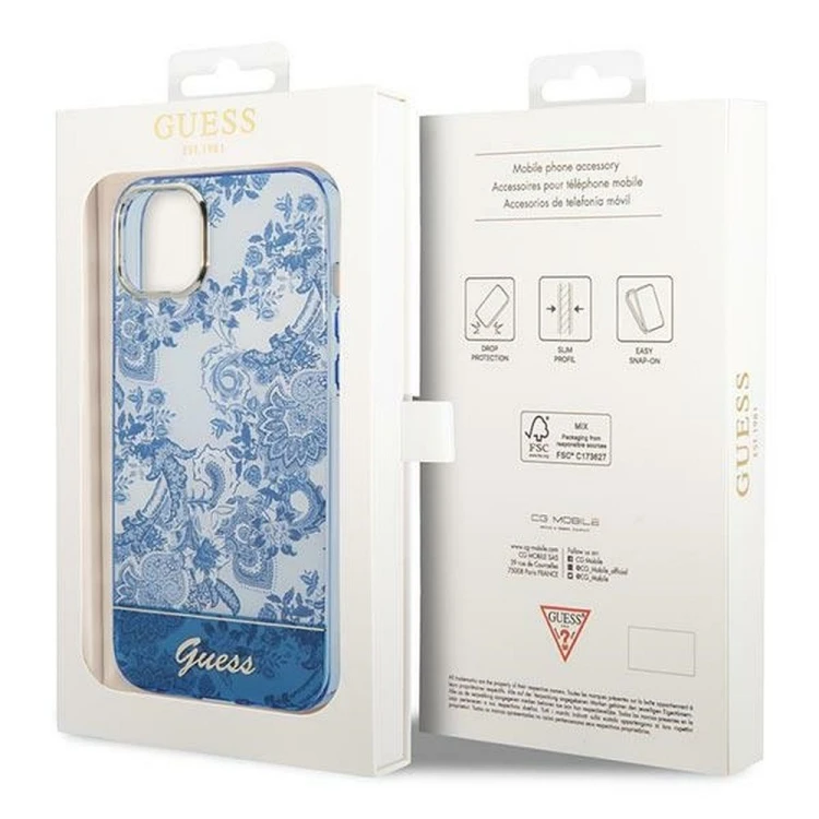 Guess etui iPhone 14 Plus niebieskie IML Electro Cam – oryginalne futerał GUHCP14MHGPLHB