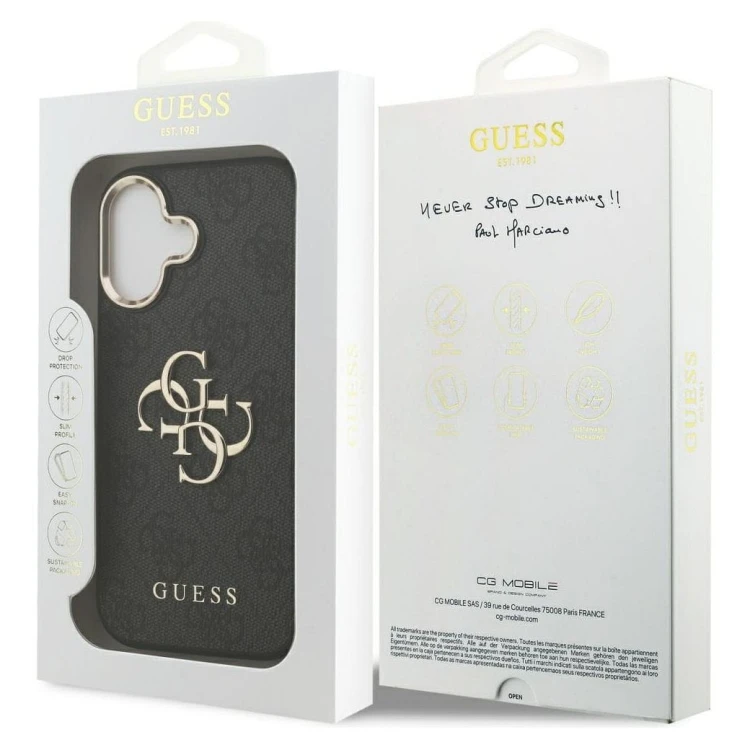 Etui Guess iPhone 17 Big 4G Classic Złoto-Czarne - Futerał MagSafe z Paskiem