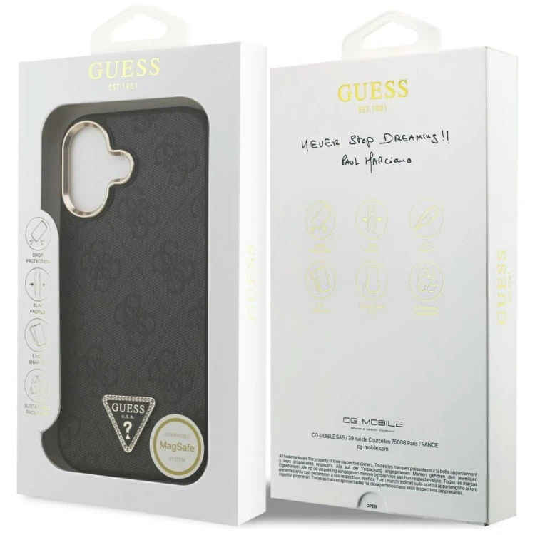 Etui Guess iPhone 17 4G Triangle Logo Złoto-Czarne - Oryginalny Pokrowiec MagSafe
