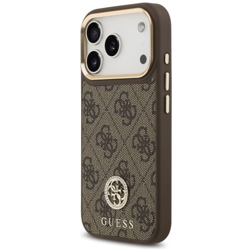 Etui Guess iPhone 17 Pro 4G Strass Logo Brązowe - Oryginalny Pokrowiec MagSafe