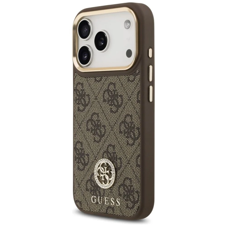 Etui Guess iPhone 17 Pro 4G Strass Logo Brązowe - Oryginalny Pokrowiec MagSafe
