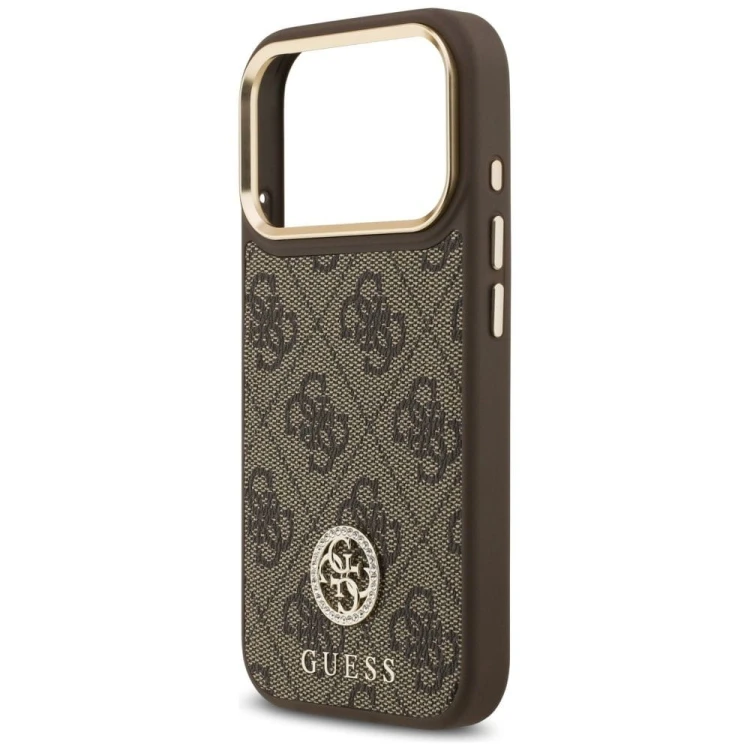 Etui Guess iPhone 17 Pro 4G Strass Logo Brązowe - Oryginalny Pokrowiec MagSafe