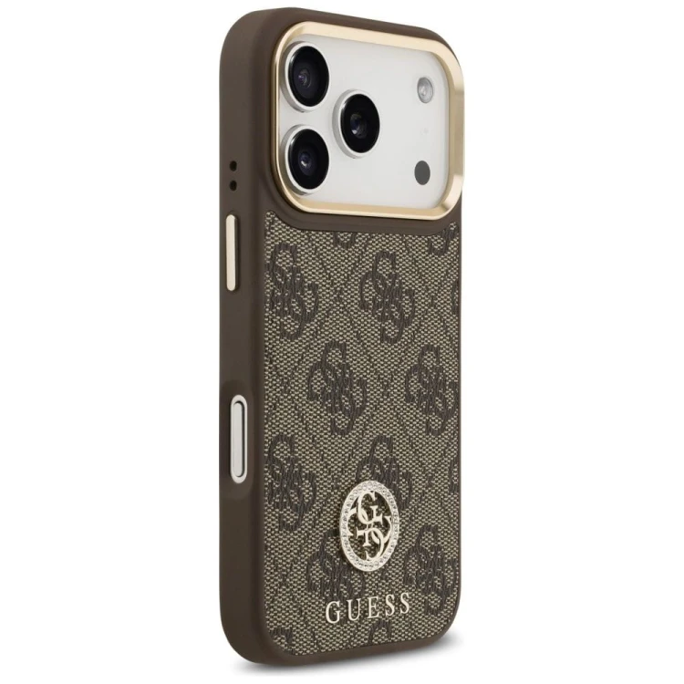 Etui Guess iPhone 17 Pro 4G Strass Logo Brązowe - Oryginalny Pokrowiec MagSafe
