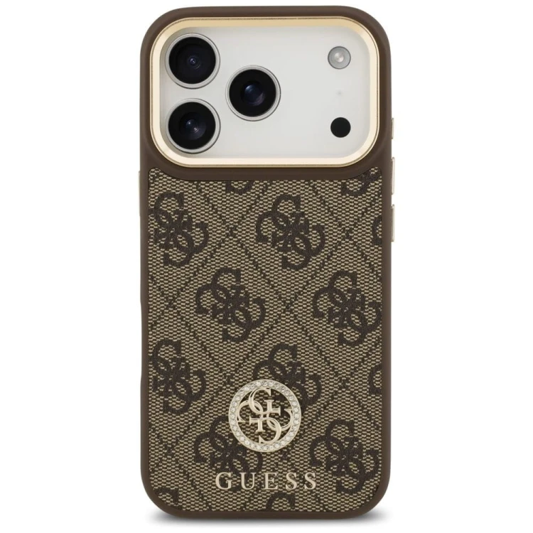 Etui Guess iPhone 17 Pro 4G Strass Logo Brązowe - Oryginalny Pokrowiec MagSafe
