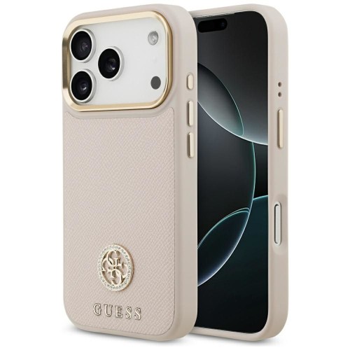 Etui Guess iPhone 17 Pro Grained Strass Logo Różowe - Oryginalny Pokrowiec MagSafe