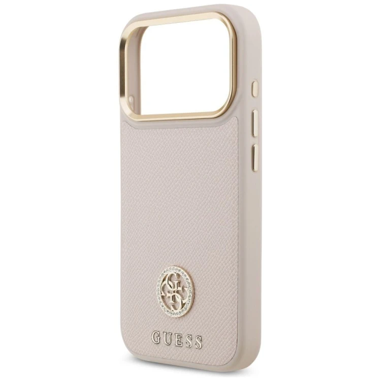 Etui Guess iPhone 17 Pro Grained Strass Logo Różowe - Oryginalny Pokrowiec MagSafe