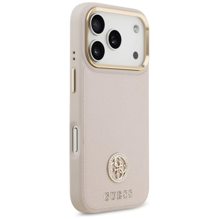 Etui Guess iPhone 17 Pro Grained Strass Logo Różowe - Oryginalny Pokrowiec MagSafe