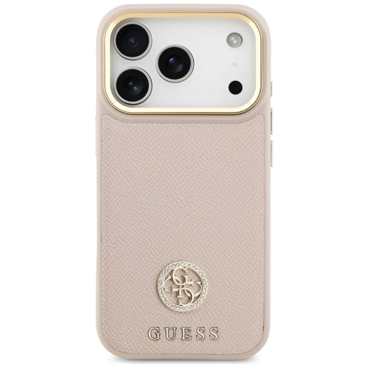 Etui Guess iPhone 17 Pro Grained Strass Logo Różowe - Oryginalny Pokrowiec MagSafe