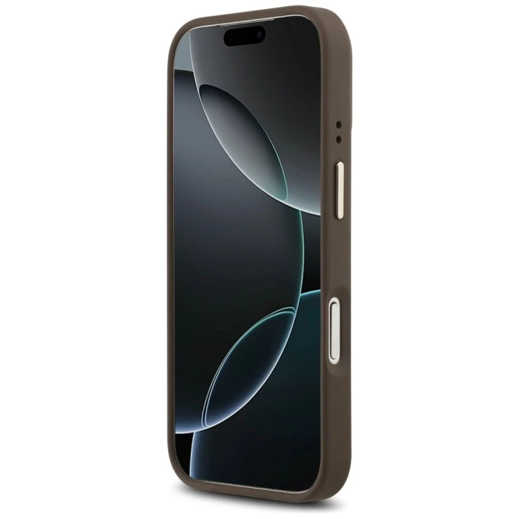 Etui Guess iPhone 17 Pro 4G Stripe Brązowe - Oryginalny Pokrowiec MagSafe Złota Ramka