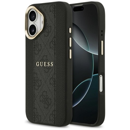 Etui Guess iPhone 17 4G Stripe Czarne - Oryginalny Pokrowiec MagSafe Złote Detale