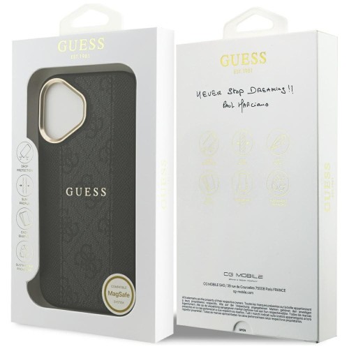 Etui Guess iPhone 17 4G Stripe Czarne - Oryginalny Pokrowiec MagSafe Złote Detale