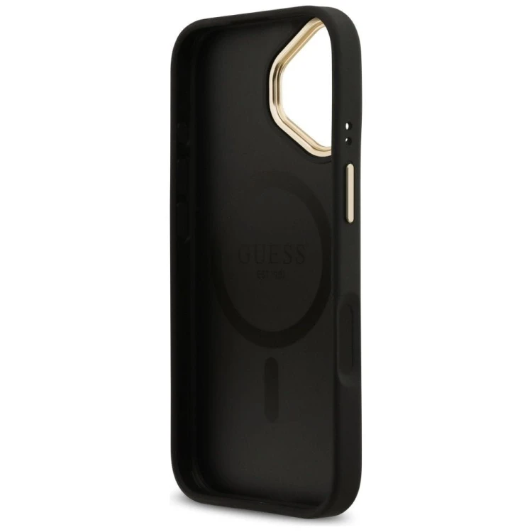 Etui Guess iPhone 17 4G Stripe Czarne - Oryginalny Pokrowiec MagSafe Złote Detale