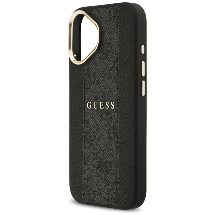 Etui Guess iPhone 17 4G Stripe Czarne - Oryginalny Pokrowiec MagSafe Złote Detale