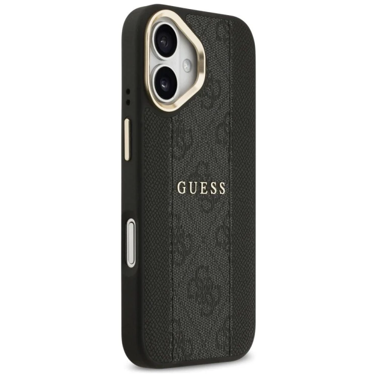 Etui Guess iPhone 17 4G Stripe Czarne - Oryginalny Pokrowiec MagSafe Złote Detale