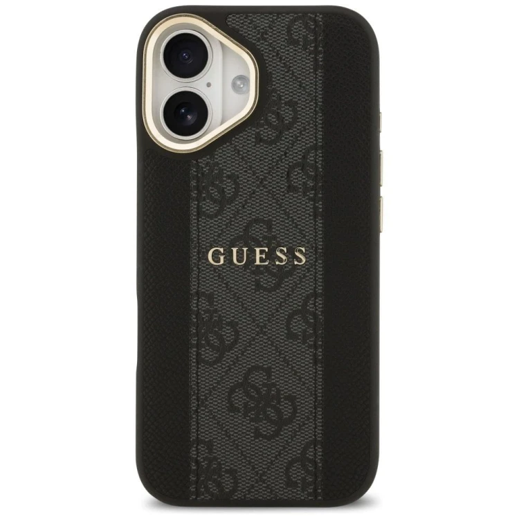 Etui Guess iPhone 17 4G Stripe Czarne - Oryginalny Pokrowiec MagSafe Złote Detale