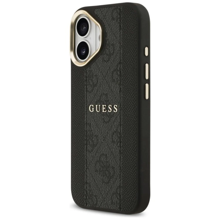 Etui Guess iPhone 17 4G Stripe Czarne - Oryginalny Pokrowiec MagSafe Złote Detale