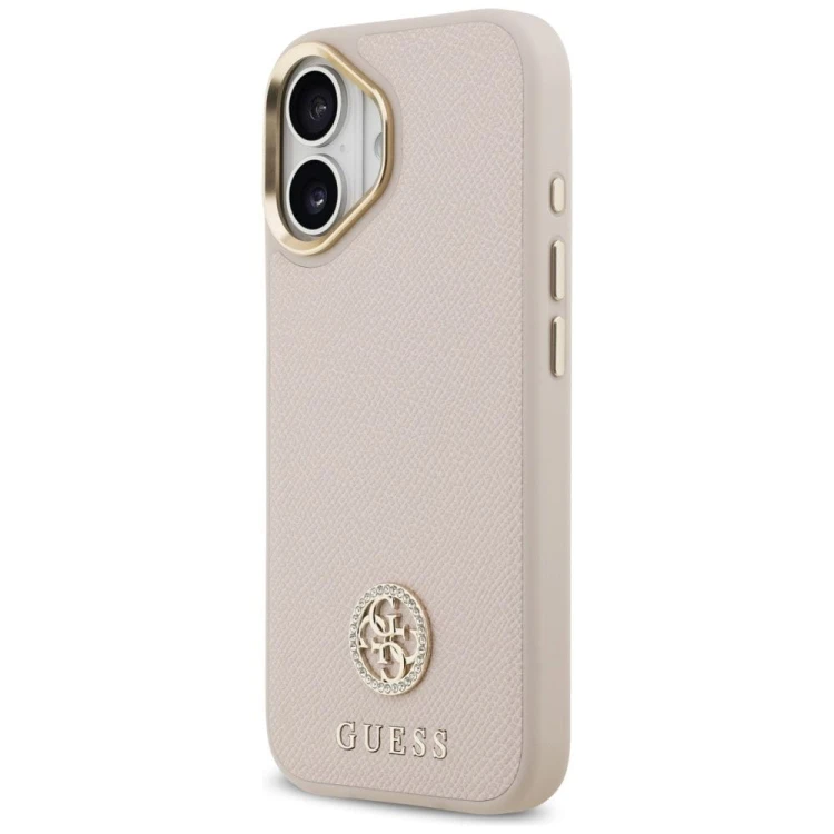 Etui Guess iPhone 17 Grained Strass Logo Różowe - Oryginalny Pokrowiec MagSafe
