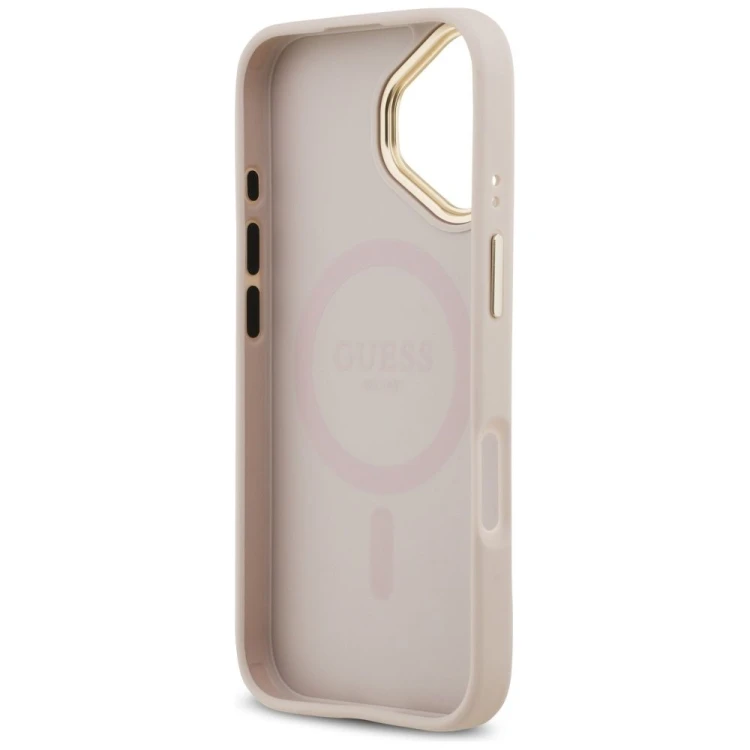 Etui Guess iPhone 17 Grained Strass Logo Różowe - Oryginalny Pokrowiec MagSafe