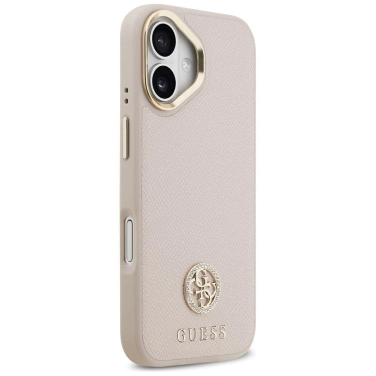 Etui Guess iPhone 17 Grained Strass Logo Różowe - Oryginalny Pokrowiec MagSafe