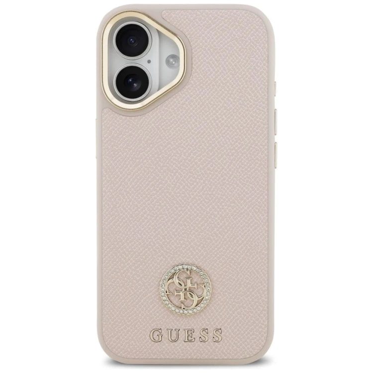 Etui Guess iPhone 17 Grained Strass Logo Różowe - Oryginalny Pokrowiec MagSafe