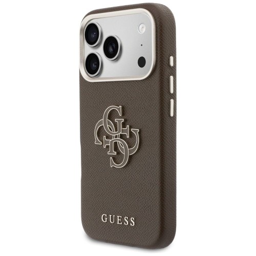Etui Guess iPhone 17 Pro Max FW Resin Logo Brązowe - Skóra 4G Premium