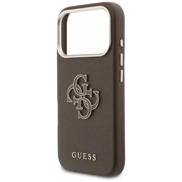 Etui Guess iPhone 17 Pro Max FW Resin Logo Brązowe - Skóra 4G Premium