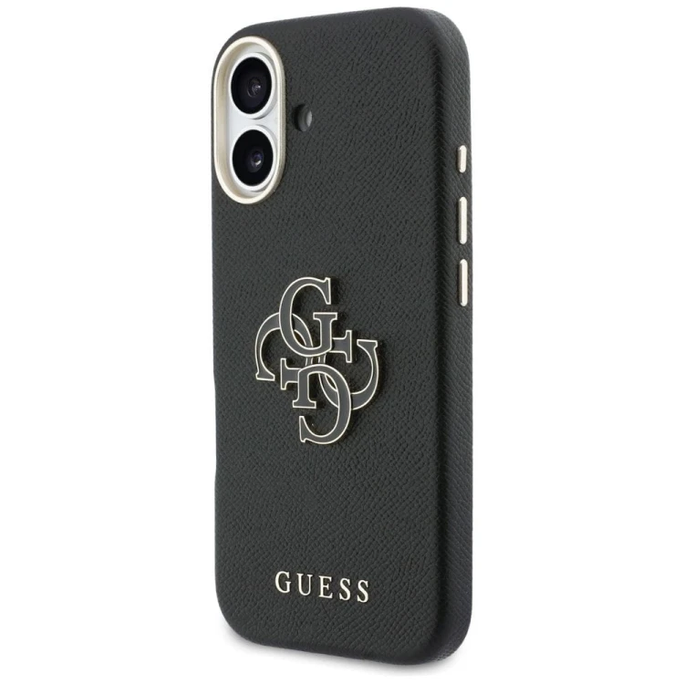 Etui Guess iPhone 17 FW Resin Logo Czarne - Skóra Ekologiczna Srebrne 4G