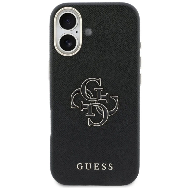 Etui Guess iPhone 17 FW Resin Logo Czarne - Skóra Ekologiczna Srebrne 4G