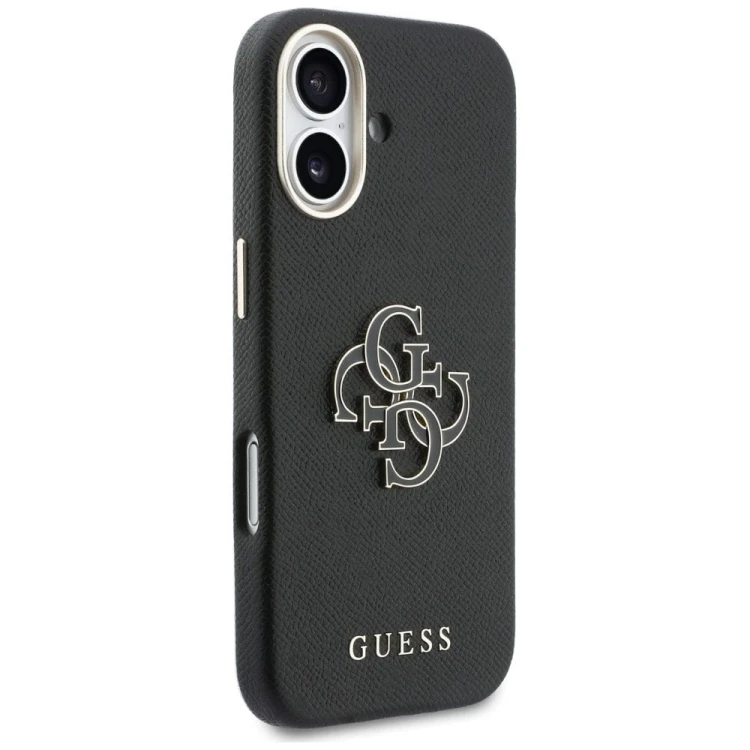Etui Guess iPhone 17 FW Resin Logo Czarne - Skóra Ekologiczna Srebrne 4G