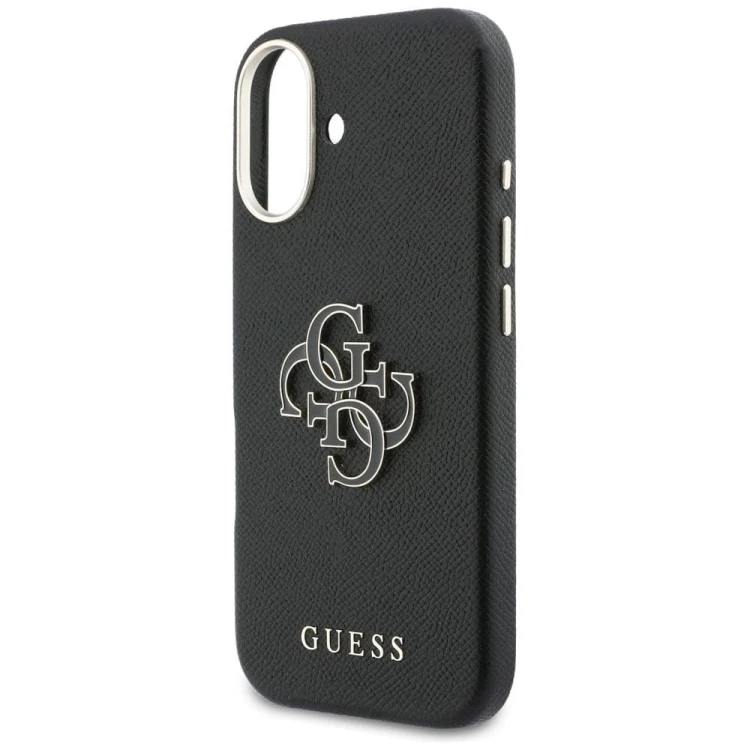 Etui Guess iPhone 17 FW Resin Logo Czarne - Skóra Ekologiczna Srebrne 4G