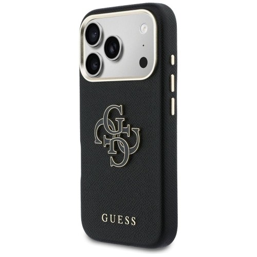 Etui Guess iPhone 17 Pro FW Resin Logo Czarne - Skóra Ekologiczna Srebrne 4G