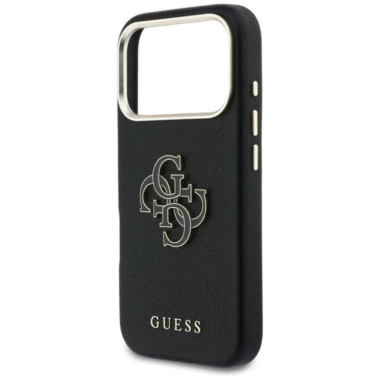 Etui Guess iPhone 17 Pro FW Resin Logo Czarne - Skóra Ekologiczna Srebrne 4G