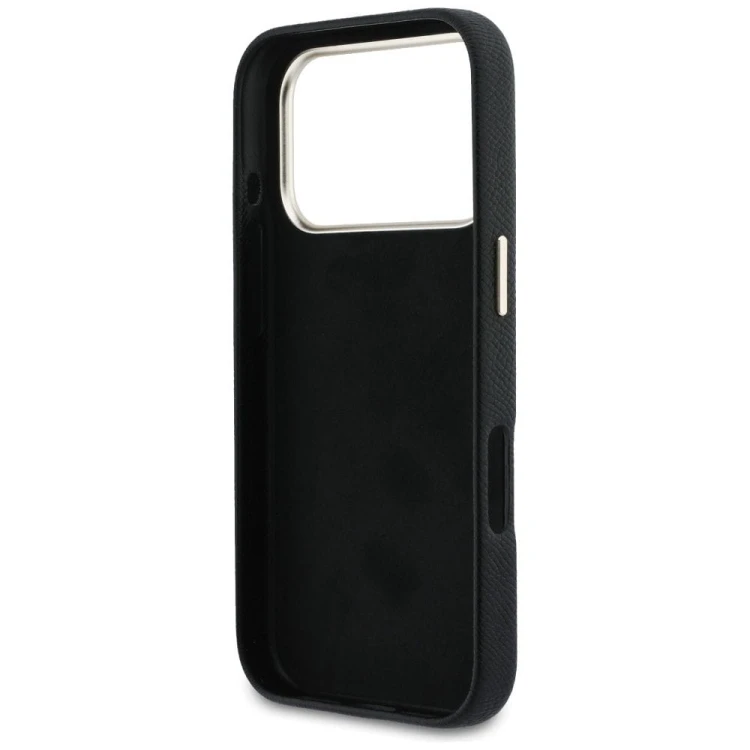 Etui Guess iPhone 17 Pro FW Resin Logo Czarne - Skóra Ekologiczna Srebrne 4G