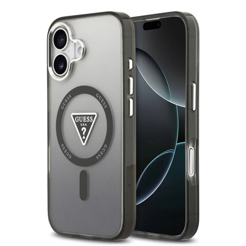 Etui Guess iPhone 17 IML Gradient Triangle Logo Czarne - MagSafe