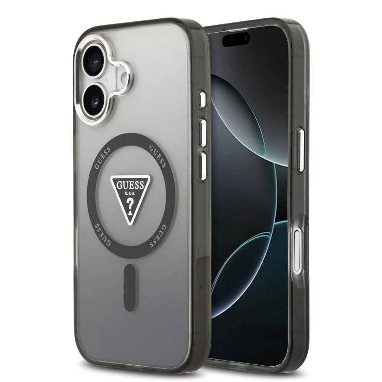 Etui Guess iPhone 17 IML Gradient Triangle Logo Czarne - MagSafe